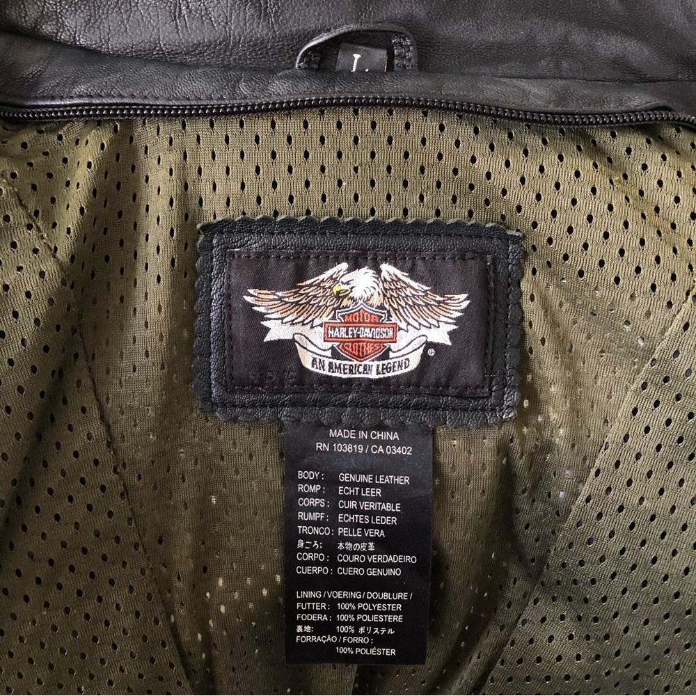 Women’s Harley Davison Gunuine Leather Motorcycle Jacket Size Large Embroidered - Picture 9 of 10